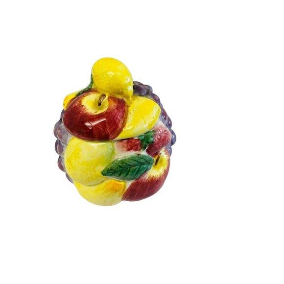 Vintage Potteries Fruit Vegetable Charming Sugar Bowl Fruit Basket Sugar Bowl  J - Picture 3 of 8